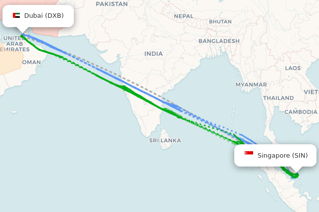 Dxb Way Finding Actual flight paths from Dubai to Singapore - flightpaths.com